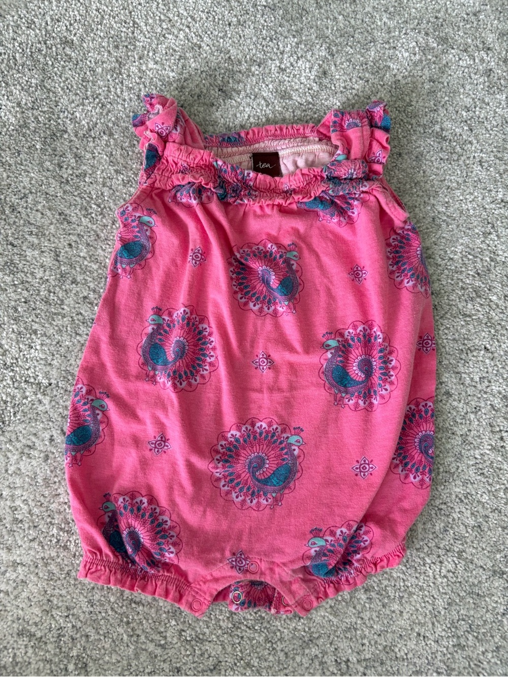 Tea Collection Pink Baby Paisley Bubble Romper 3-6 month